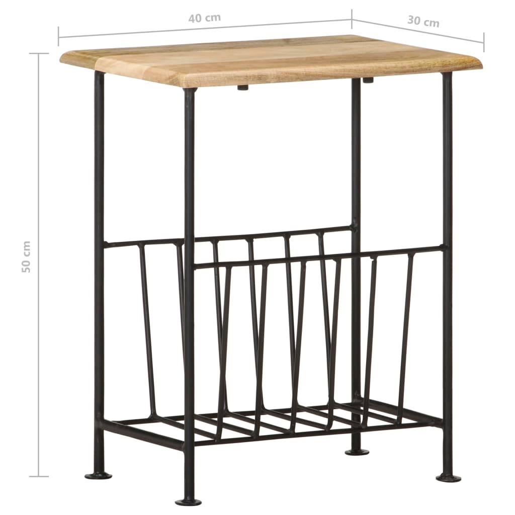 Magazine Rack 40x30x50 cm Solid Mango Wood and Steel